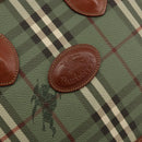 Burberrys Nova Check Hand Bag PVC Leather Green Gold Auth 145517-17