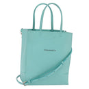 TIFFANY&Co. Hand Bag Leather 2way Turquoise Blue Silver Auth 145520-1