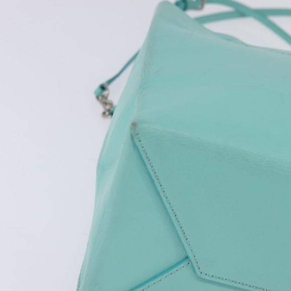 TIFFANY&Co. Hand Bag Leather 2way Turquoise Blue Silver Auth 145520