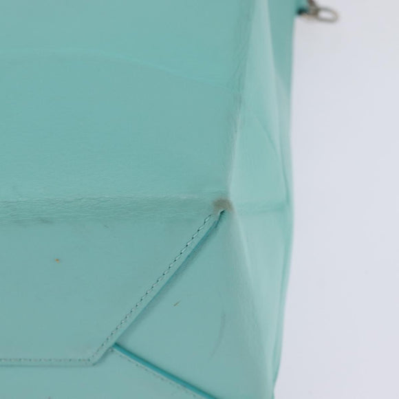 TIFFANY&Co. Hand Bag Leather 2way Turquoise Blue Silver Auth 145520