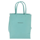 TIFFANY&Co. Hand Bag Leather 2way Turquoise Blue Silver Auth 145520-2