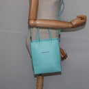 TIFFANY&Co. Hand Bag Leather 2way Turquoise Blue Silver Auth 145520-21