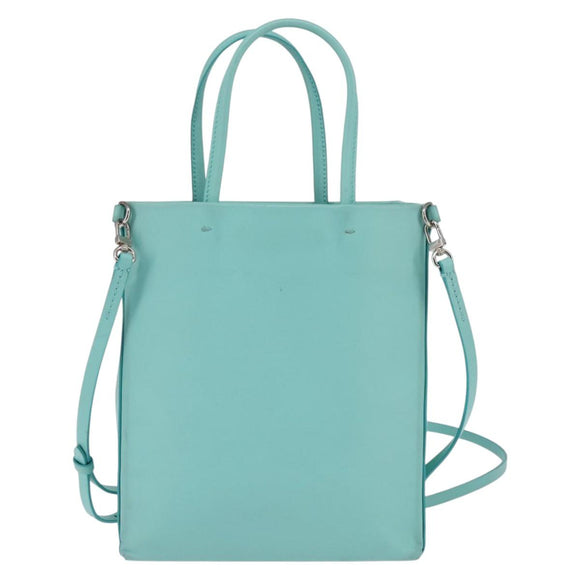 TIFFANY&Co. Hand Bag Leather 2way Turquoise Blue Silver Auth 145520
