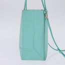 TIFFANY&Co. Hand Bag Leather 2way Turquoise Blue Silver Auth 145520-4