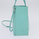 TIFFANY&Co. Hand Bag Leather 2way Turquoise Blue Silver Auth 145520-5