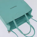 TIFFANY&Co. Hand Bag Leather 2way Turquoise Blue Silver Auth 145520-6