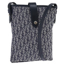 Christian Dior Trotter Canvas Shoulder Bag Navy Silver Auth 145522-1