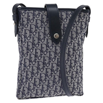 Christian Dior Trotter Canvas Shoulder Bag Navy Silver Auth 145522