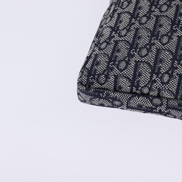 Christian Dior Trotter Canvas Shoulder Bag Navy Silver Auth 145522