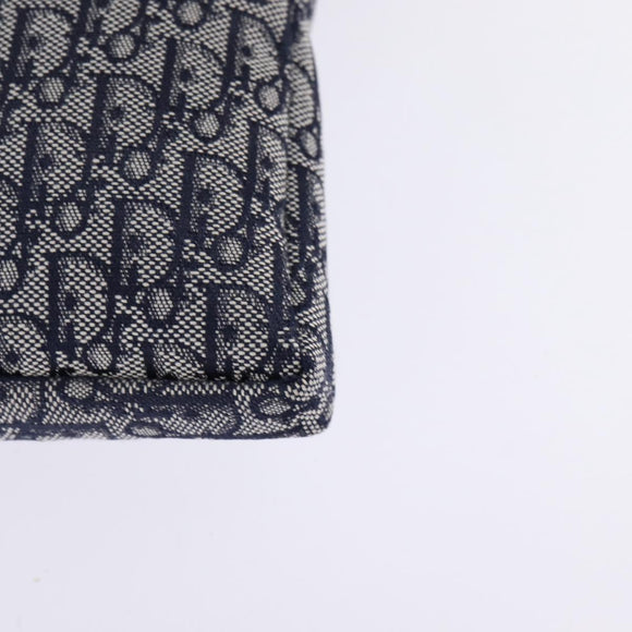 Christian Dior Trotter Canvas Shoulder Bag Navy Silver Auth 145522