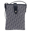 Christian Dior Trotter Canvas Shoulder Bag Navy Silver Auth 145522-13