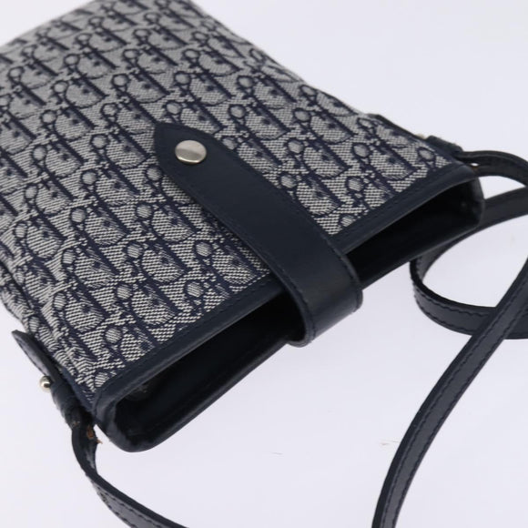 Christian Dior Trotter Canvas Shoulder Bag Navy Silver Auth 145522