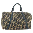 Christian Dior Trotter Canvas Boston Bag Navy Silver Auth 145523-1