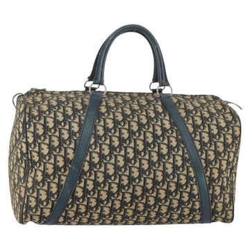 Christian Dior Trotter Canvas Boston Bag Navy Silver Auth 145523