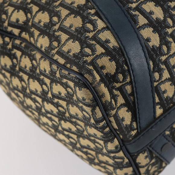 Christian Dior Trotter Canvas Boston Bag Navy Silver Auth 145523