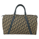 Christian Dior Trotter Canvas Boston Bag Navy Silver Auth 145523-3