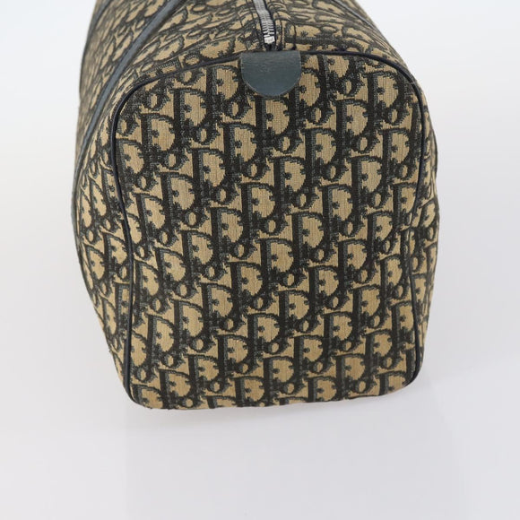 Christian Dior Trotter Canvas Boston Bag Navy Silver Auth 145523