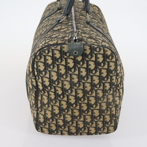 Christian Dior Trotter Canvas Boston Bag Navy Silver Auth 145523