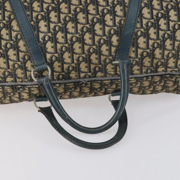 Christian Dior Trotter Canvas Boston Bag Navy Silver Auth 145523