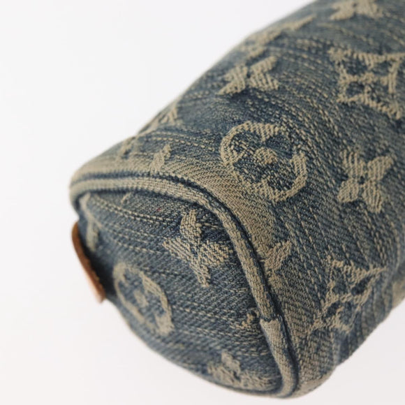LOUIS VUITTON Monogram Denim Trousse Speedy GM Pouch Blue M95081 LV Auth 145538