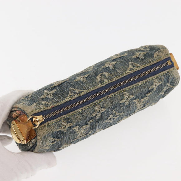 LOUIS VUITTON Monogram Denim Trousse Speedy GM Pouch Blue M95081 LV Auth 145538