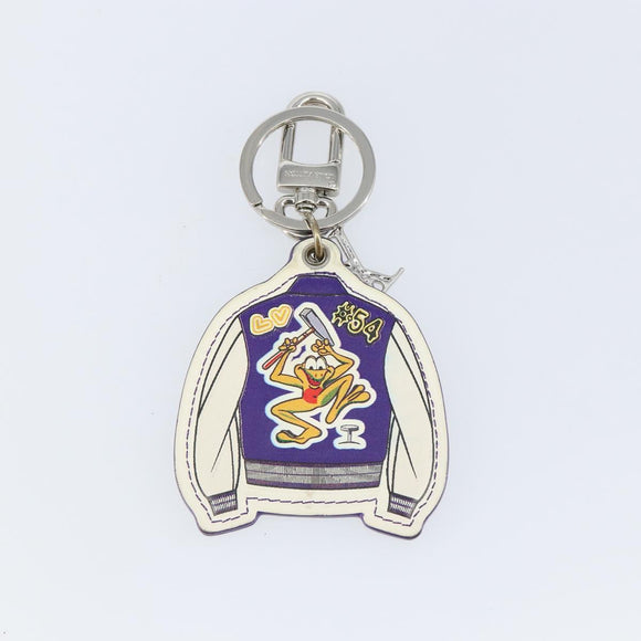 LOUIS VUITTON Porte Cles Varsity Jacket Charm Leather White MP3385 Auth 145542