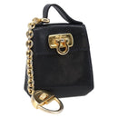 Salvatore Ferragamo Gancini Charm Leather Navy Gold Auth 145546-1