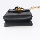 Salvatore Ferragamo Gancini Charm Leather Navy Gold Auth 145546-5