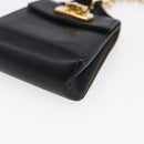 Salvatore Ferragamo Gancini Charm Leather Navy Gold Auth 145546-10