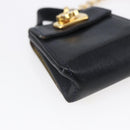 Salvatore Ferragamo Gancini Charm Leather Navy Gold Auth 145546-14