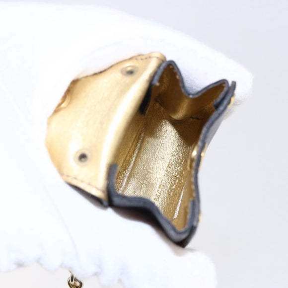 Salvatore Ferragamo Gancini Charm Leather Navy Gold Auth 145546