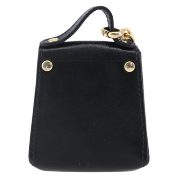 Salvatore Ferragamo Gancini Charm Leather Navy Gold Auth 145546 - 0