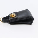 Salvatore Ferragamo Gancini Charm Leather Navy Gold Auth 145546-3