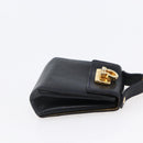 Salvatore Ferragamo Gancini Charm Leather Navy Gold Auth 145546-4