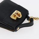 Salvatore Ferragamo Gancini Charm Leather Navy Gold Auth 145546-6
