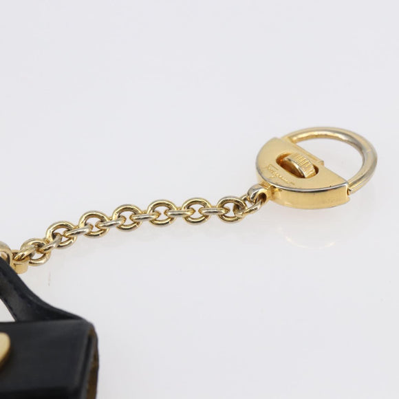 Salvatore Ferragamo Gancini Charm Leather Navy Gold Auth 145546