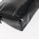 CHANEL Pouch Enamel Black Gold CC Auth 145547-15