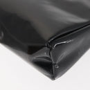 CHANEL Pouch Enamel Black Gold CC Auth 145547-16