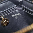CHANEL Pouch Enamel Black Gold CC Auth 145547-9