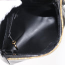 CHANEL Pouch Enamel Black Gold CC Auth 145547-10