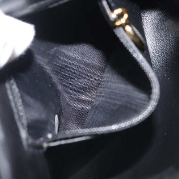 CHANEL Pouch Enamel Black Gold CC Auth 145547