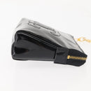 CHANEL Pouch Enamel Black Gold CC Auth 145547-3