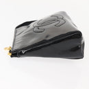 CHANEL Pouch Enamel Black Gold CC Auth 145547-4