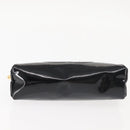 CHANEL Pouch Enamel Black Gold CC Auth 145547-6