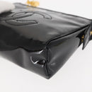 CHANEL Pouch Enamel Black Gold CC Auth 145547-14