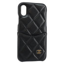 CHANEL Matelasse iPhone Case Lamb Skin Black CC Auth 145550-1