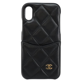 CHANEL Matelasse iPhone Case Lamb Skin Black CC Auth 145550 - 0