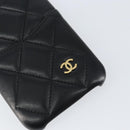 CHANEL Matelasse iPhone Case Lamb Skin Black CC Auth 145550-4
