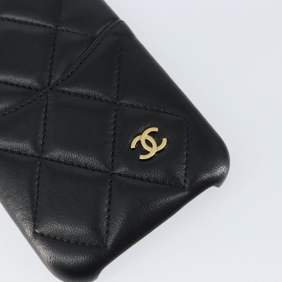 CHANEL Matelasse iPhone hoesje lamsleer zwart CC Auth 145550
