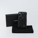 CHANEL Matelasse iPhone Case Lamb Skin Black CC Auth 145550-8
